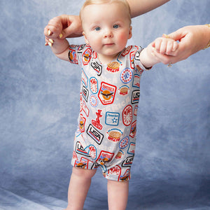 Baby Kids Bamboo Pajamas β Lil' Patch of America Shortie Romper β Image 1