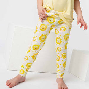 Baby Kids Bamboo Pajamas — Little Sunshine Foldover Bamboo Leggings — Image 1