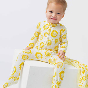 Baby Kids Bamboo Pajamas — Little Sunshine Footie — Image 1