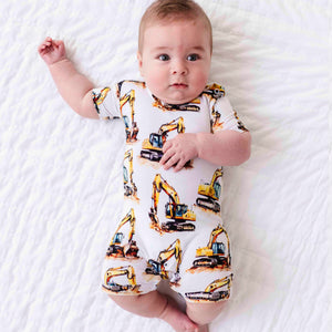 Baby Kids Bamboo Pajamas — Load & Behold Shortie Romper — Image 1