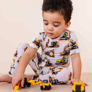 Baby Kids Bamboo Pajamas — Load & Behold Short Sleeve Two-Piece Pajama Set — Image 1