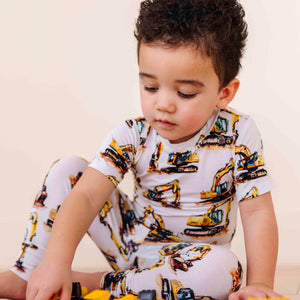 Baby Kids Bamboo Pajamas — Load & Behold Short Sleeve Two-Piece Pajama Set — Image 1
