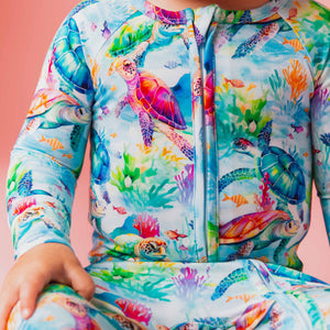 Baby Kids Bamboo Pajamas — The Turtle Package Convertible Romper — Image 1