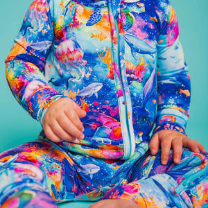 Baby Kids Bamboo Pajamas — Current Crew Convertible Romper — Image 1