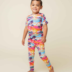 Baby Kids Bamboo Pajamas — Long Time No Sea Short Sleeve Pajama Set — Image 1