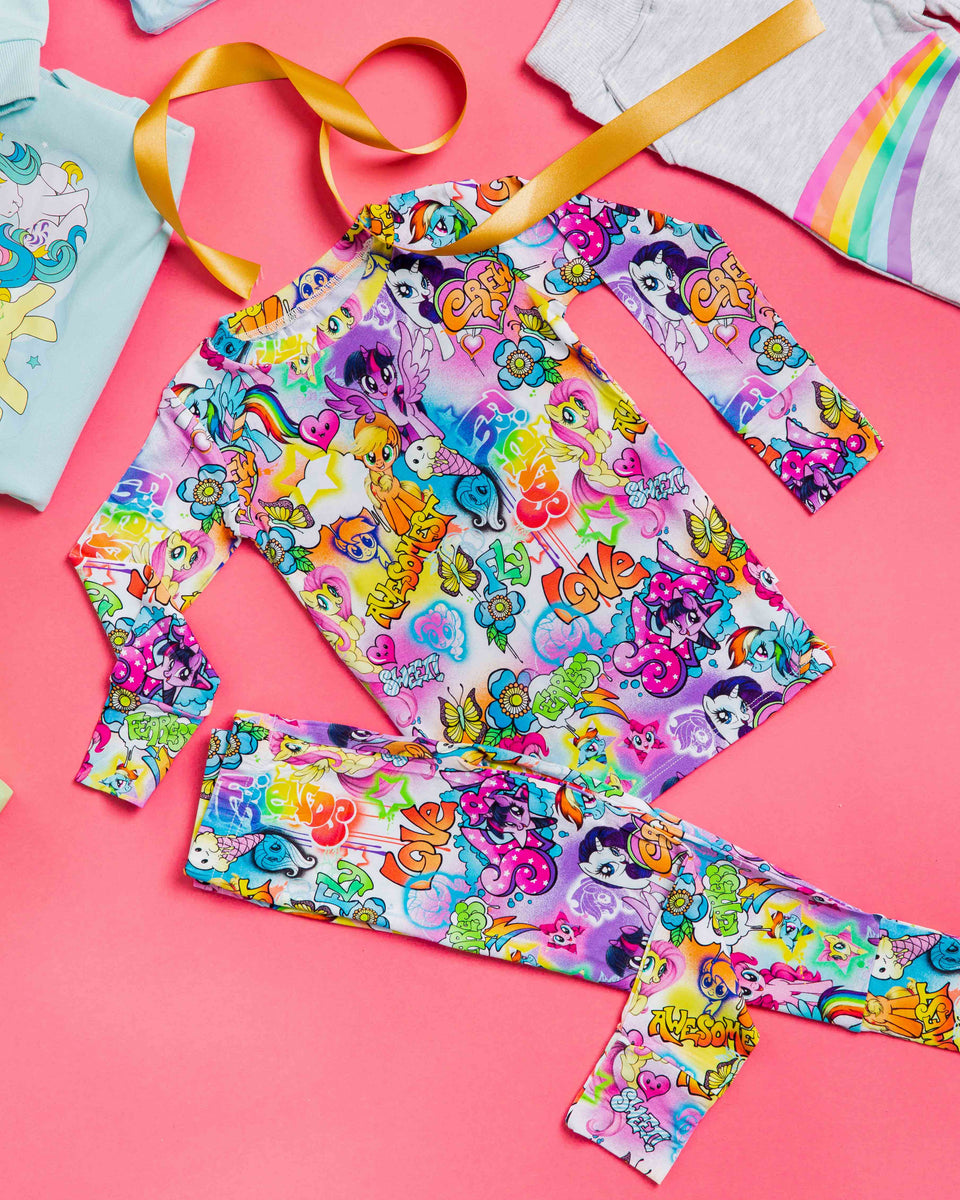 Pyjama 2 Pièces My Little Pony TCP Guitares - Taille L (10-12 Ans) - Ensemble Haut Et Short - Occasion Très Bon état