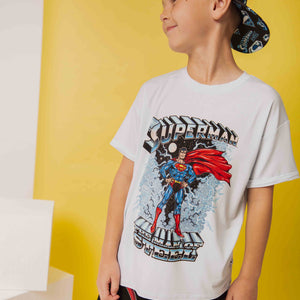 Baby Kids Bamboo Pajamas — SUPERMAN™ Man of Steel T-Shirt — Image 1