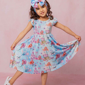 Baby Kids Bamboo Pajamas — Mermaid to Be Cap Sleeve Dress & Shorts Set — Image 1