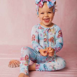 Baby Kids Bamboo Pajamas — Mermaid to Be Convertible Ruffle Romper — Image 1