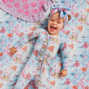 Baby Kids Bamboo Pajamas — Mermaid to Be Ruffle Bum Bum Blanket — Image 1