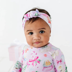 Baby Kids Bamboo Pajamas — Merry Little Pinkmas Headwrap — Image 1