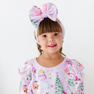 Baby Kids Bamboo Pajamas — Merry Little Pinkmas Biggie Bow — Image 1