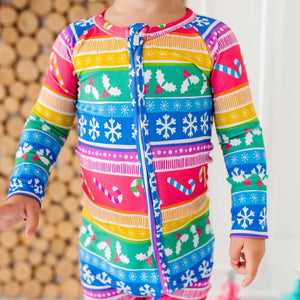 Baby Kids Bamboo Pajamas — Merry and Bright Convertible Romper — Image 1
