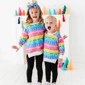 Baby Kids Bamboo Pajamas — Merry And Bright Crew Neck Sweatshirt — Image 1