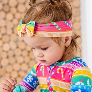 Baby Kids Bamboo Pajamas — Merry And Bright Headwrap — Image 1