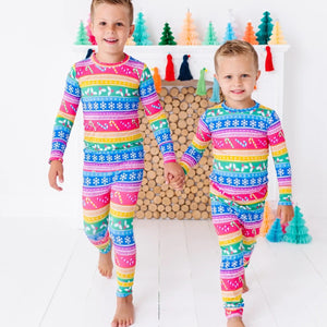 Baby Kids Bamboo Pajamas — Merry and Bright Long Sleeve Pajama Set — Image 1