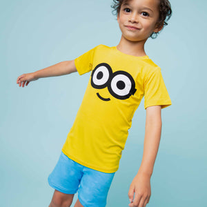 Baby Kids Bamboo Pajamas — Minions™ Character Short Sleeve Pajama Shorts Set — Image 1