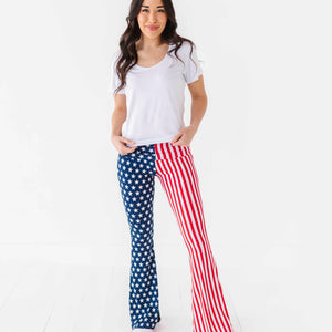 Baby Kids Bamboo Pajamas ā Stars & Stripes Women's Flare Pants ā Image 1