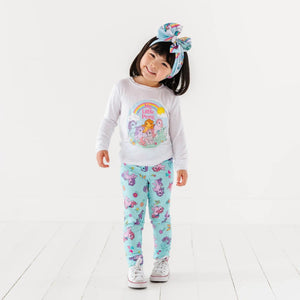 Baby Kids Bamboo Pajamas — My Little Pony™: Classic White Pony Tee & Blue Leggings — Image 1