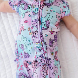 Baby Kids Bamboo Pajamas — My Little Pony™: Ombre Clouds Cap Sleeve Romper — Image 1