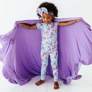Baby Kids Bamboo Pajamas — My Little Pony™: Ombre Clouds Ruffle Blanket — Image 1