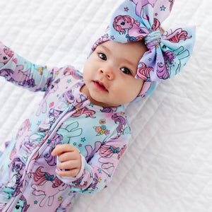 Baby Kids Bamboo Pajamas — My Little Pony™: Ombre Clouds Ruffle Footie — Image 1