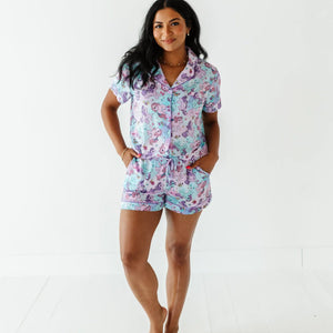 Baby Kids Bamboo Pajamas — My Little Pony™: Ombre Clouds Women's Collar Shirt & Shorts Pajama Set — Image 1