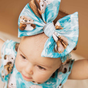 Baby Kids Bamboo Pajamas — My Otter Half Biggie Bow — Image 1