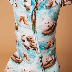 Baby Kids Bamboo Pajamas — My Otter Half Convertible Romper — Image 1