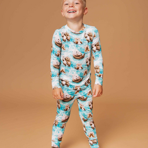 Baby Kids Bamboo Pajamas — My Otter Half Long Sleeve Pajama Set — Image 1