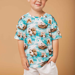 Baby Kids Bamboo Pajamas — My Otter Half Short Sleeve T-Shirt & Shorts Set — Image 1