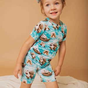 Baby Kids Bamboo Pajamas — My Otter Half Short Sleeve Two-Piece Pajama Shorts Set — Image 1