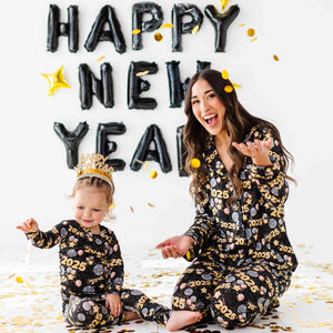 Baby Kids Bamboo Pajamas — New Years 2025 Women's Collar Shirt & Pants Set — Image 1