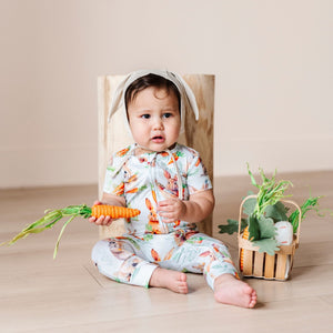 Baby Kids Bamboo Pajamas — No Bunny Cuter Short Sleeve Romper — Image 1