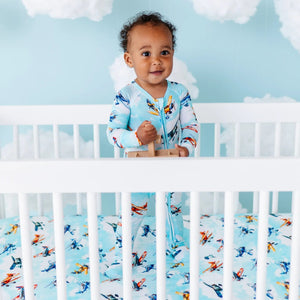 Baby Kids Bamboo Pajamas — No Plane, No Gain Crib Sheet — Image 1