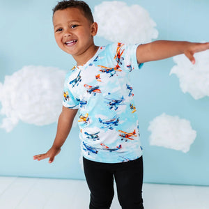 Baby Kids Bamboo Pajamas — No Plane, No Gain T-Shirt — Image 1