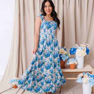 Baby Kids Bamboo Pajamas — Once in a Blue Bloom Women's Flutter Sleeve Dress — Image 1