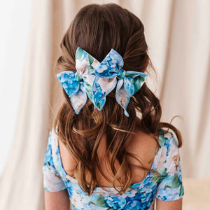 Baby Kids Bamboo Pajamas — Once in a Blue Bloom Woven Piggy Clip — Image 1