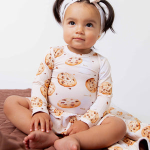Baby Kids Bamboo Pajamas — One Smart Cookie Long Sleeve Ruffle Dress — Image 1