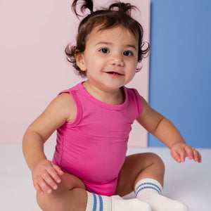 Baby Kids Bamboo Pajamas — Playful Pink Racerback Top — Image 1