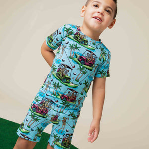 Baby Kids Bamboo Pajamas — Part-Tee Till You Drop Short Sleeve Pajama Shorts Set — Image 1