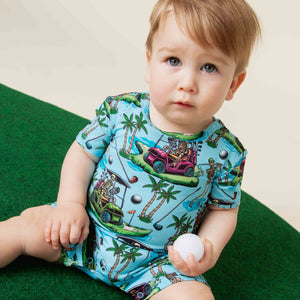 Baby Kids Bamboo Pajamas — Part-Tee Till You Drop Shortie Romper — Image 1