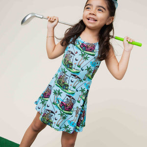 Baby Kids Bamboo Pajamas — Part-Tee Till You Drop Sleeveless Twistback Dress — Image 1