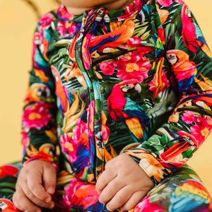 Baby Kids Bamboo Pajamas — Parrot-ise Found Convertible Romper — Image 1