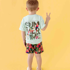 Baby Kids Bamboo Pajamas — Parrot-ise Found T-Shirt & Shorts Set — Image 1