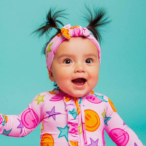 Baby Kids Bamboo Pajamas — Peachy Power Headwrap — Image 1