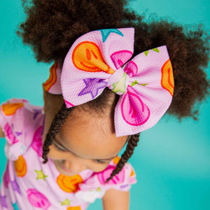 Baby Kids Bamboo Pajamas — Peachy Power Biggie Bow — Image 1