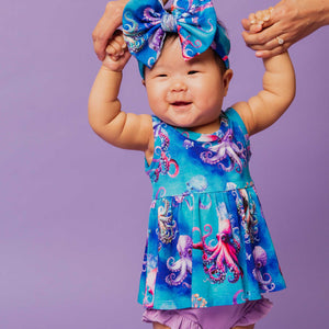 Baby Kids Bamboo Pajamas — Tenta-cool Sleeveless Peplum Top & Bottoms Set — Image 1