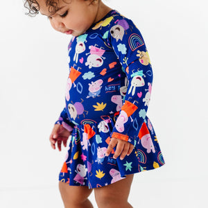 Baby Kids Bamboo Pajamas — Peppa Pig™ & Friends Ruffle Dress — Image 1