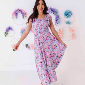 Baby Kids Bamboo Pajamas — Petal Me This Flutter Sleeve Smocked Maxi Dress — Image 1